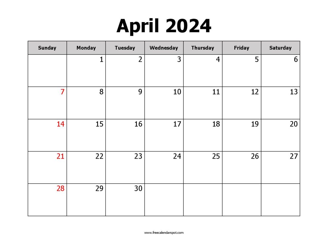 Free April 2024 Calendar Printable | PDF, Word