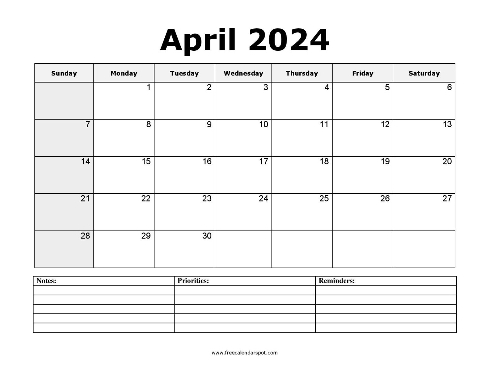 Free April 2024 Calendar Printable PDF, Word