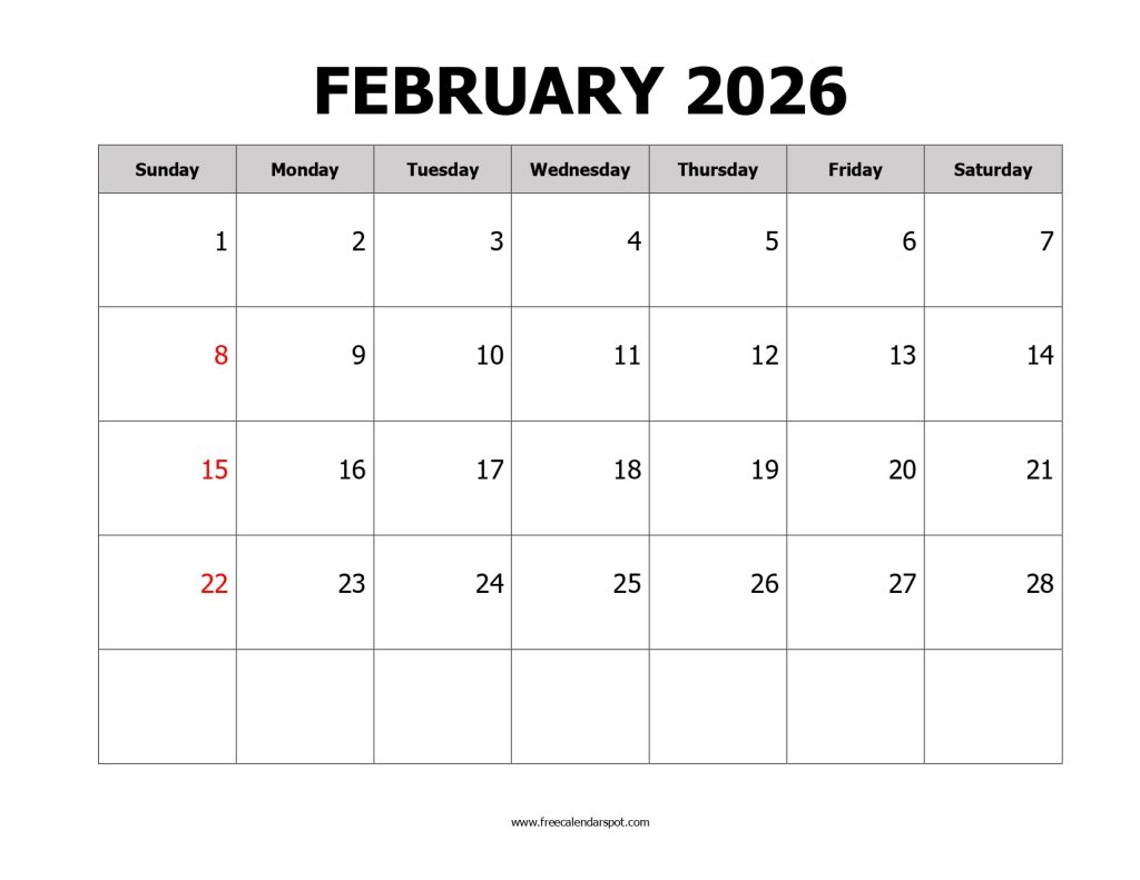 February 2026 Printable Calendar