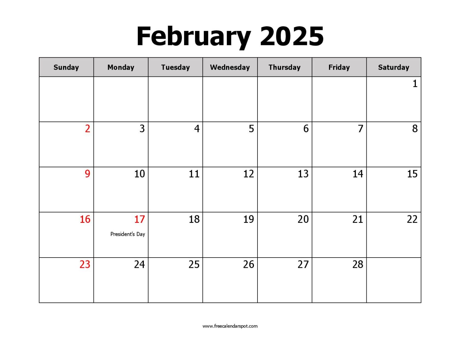 Free February 2025 Calendar Printable PDF, Word