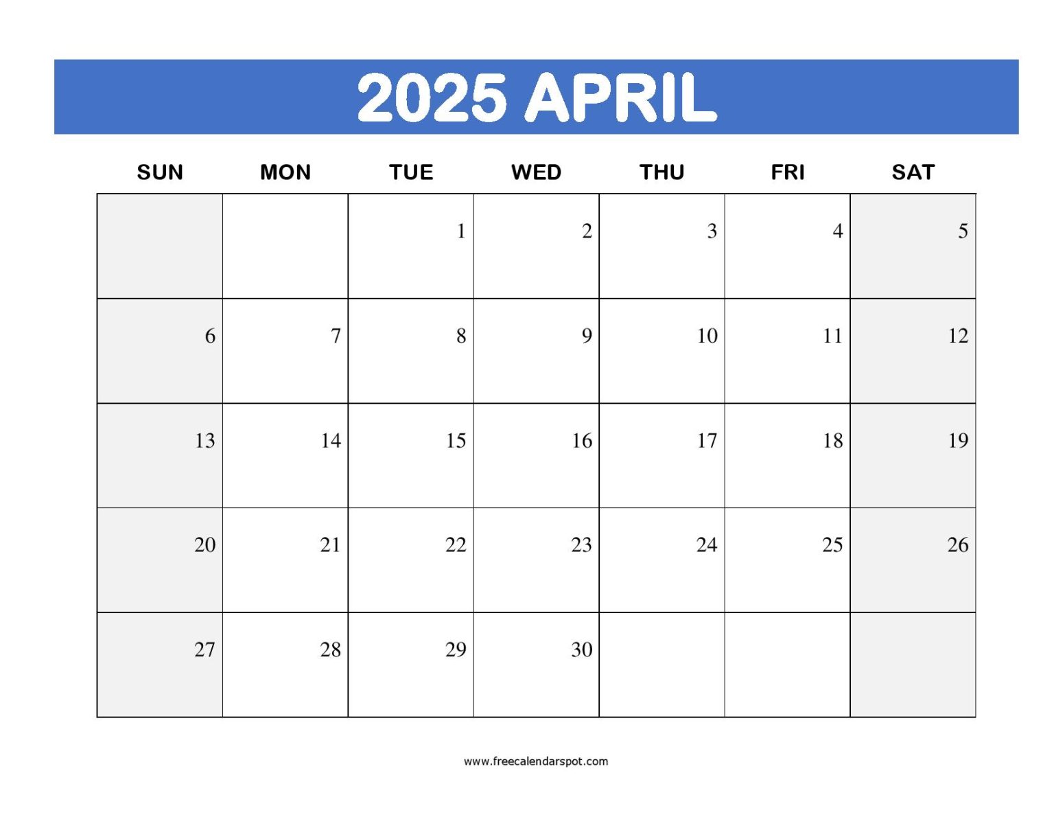 Free april 2025 calendar printable pdf word