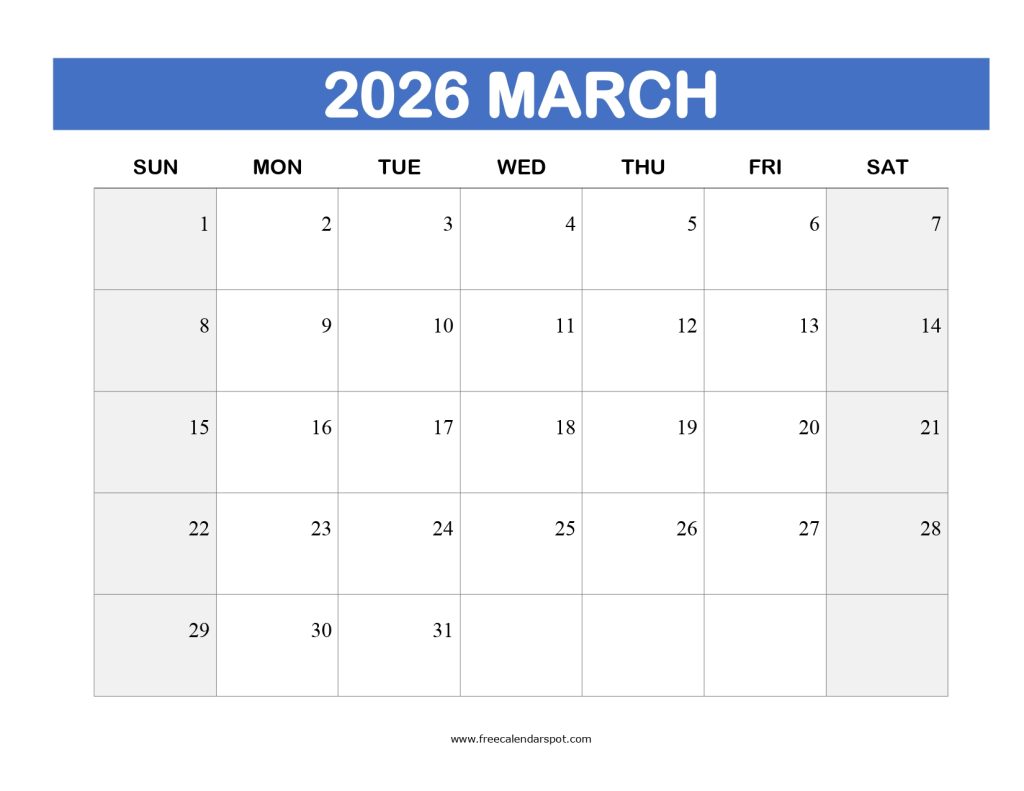 Printable Calendar March 2026