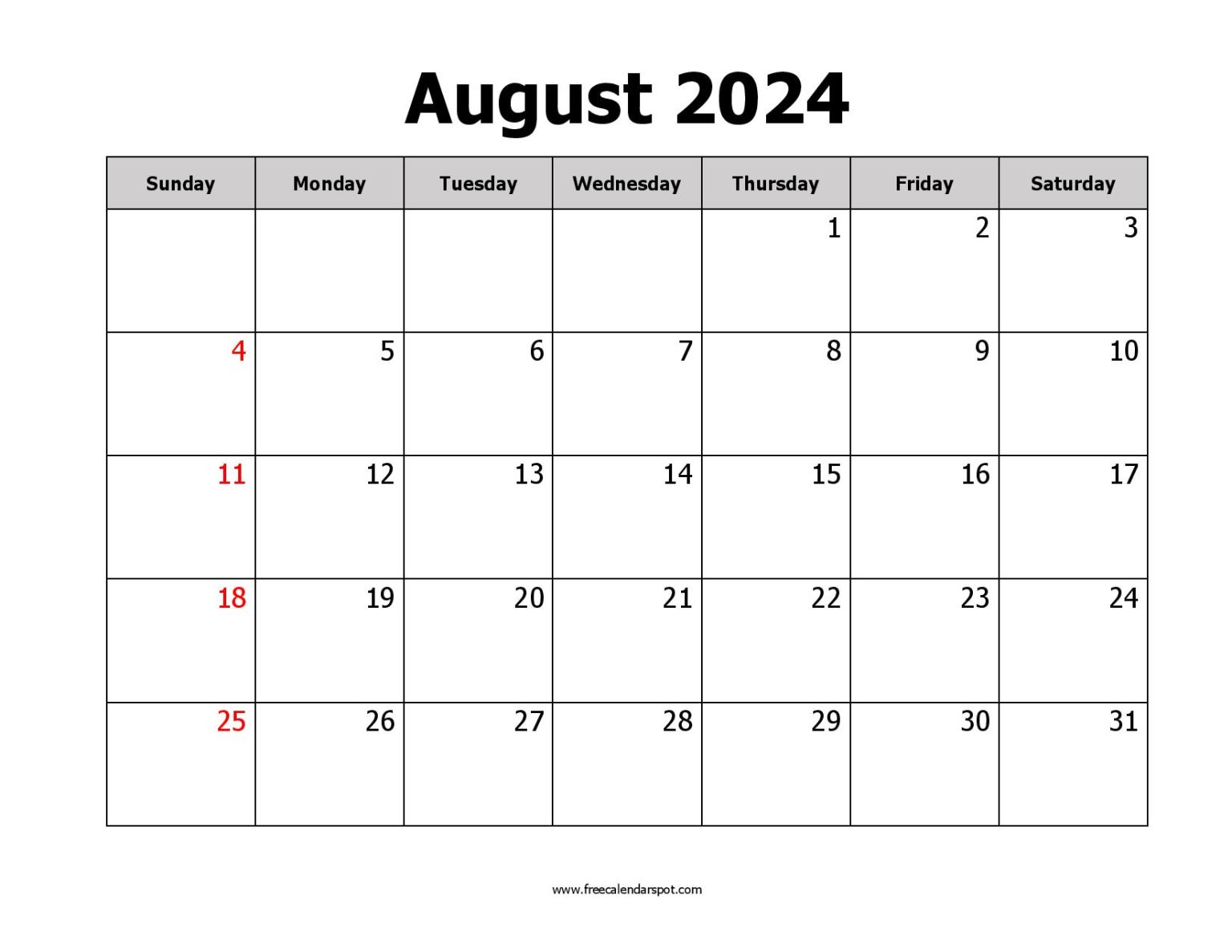 Free August 2024 Calendar Printable | PDF, Word