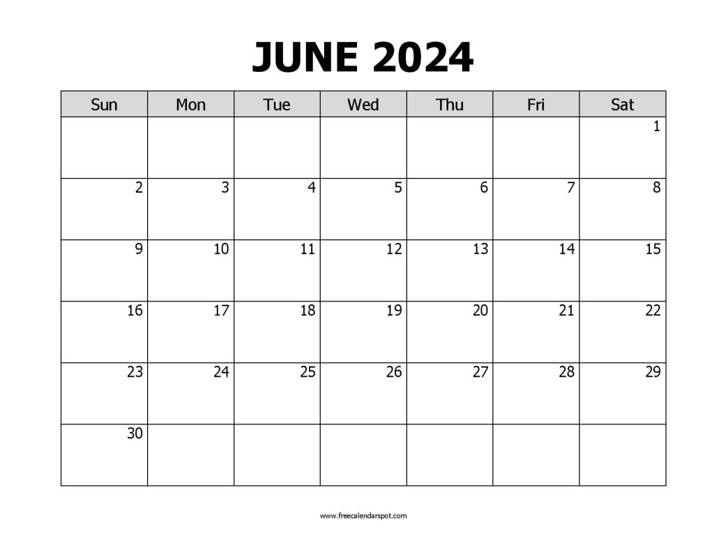 June 2024 Calendar Printable