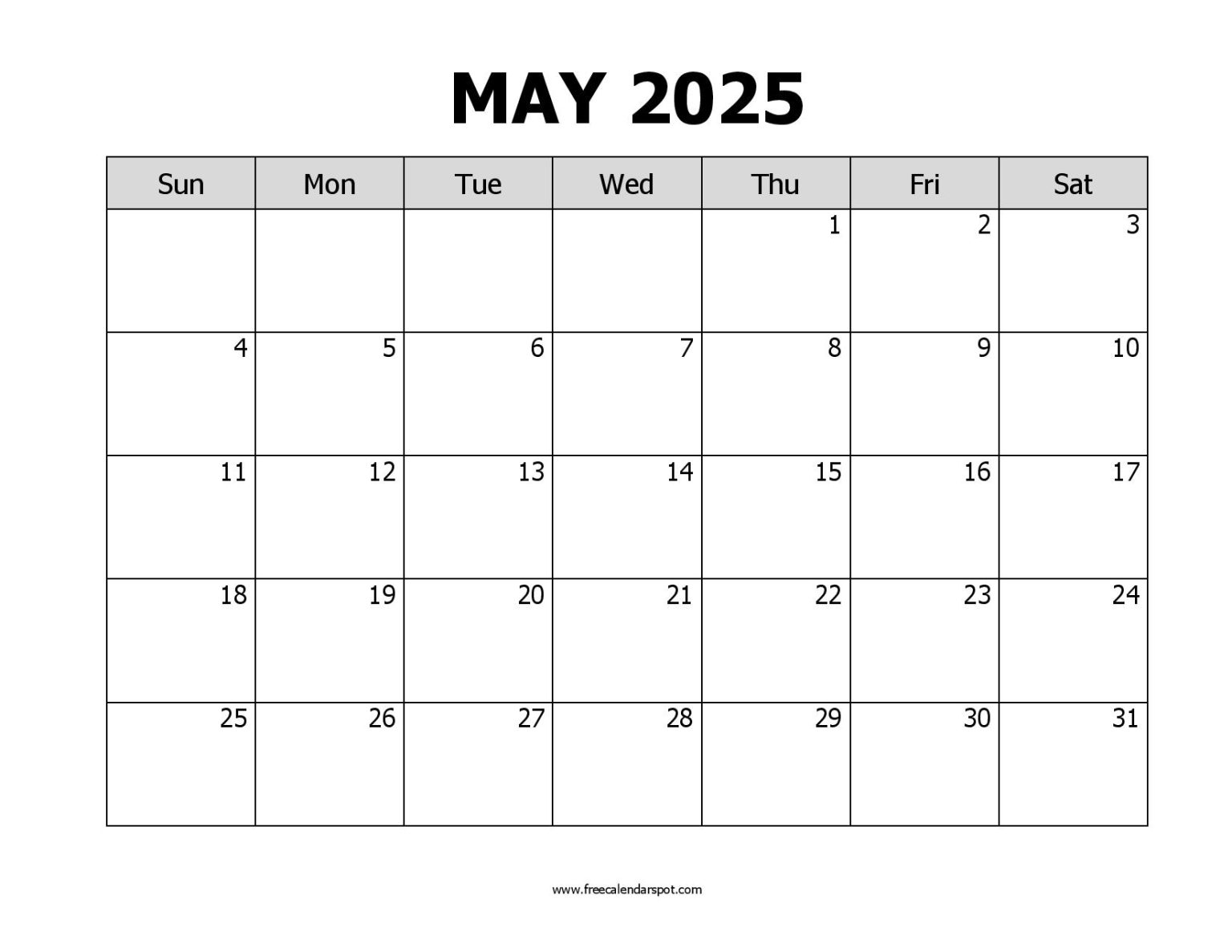Free may 2025 calendar printable pdf word