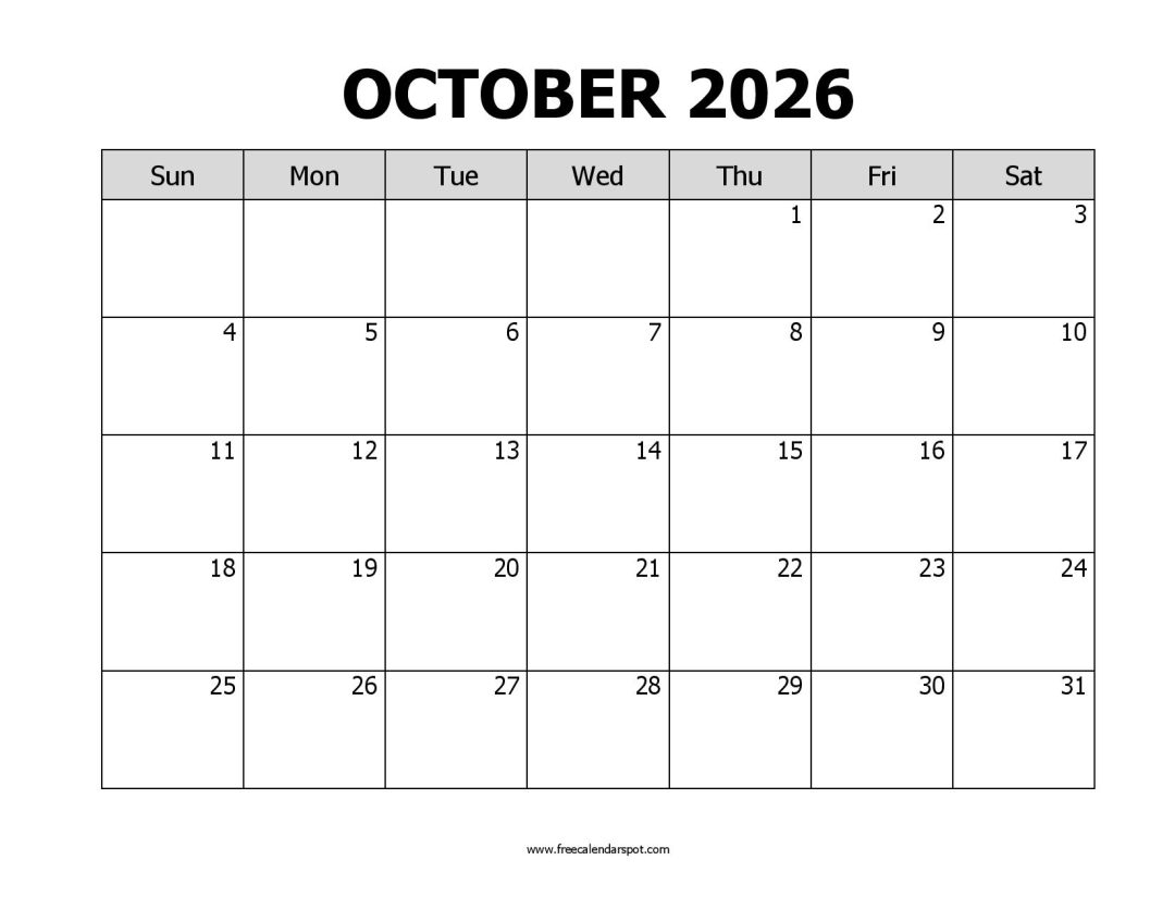 Free October 2026 Calendar Printable | PDF, Word