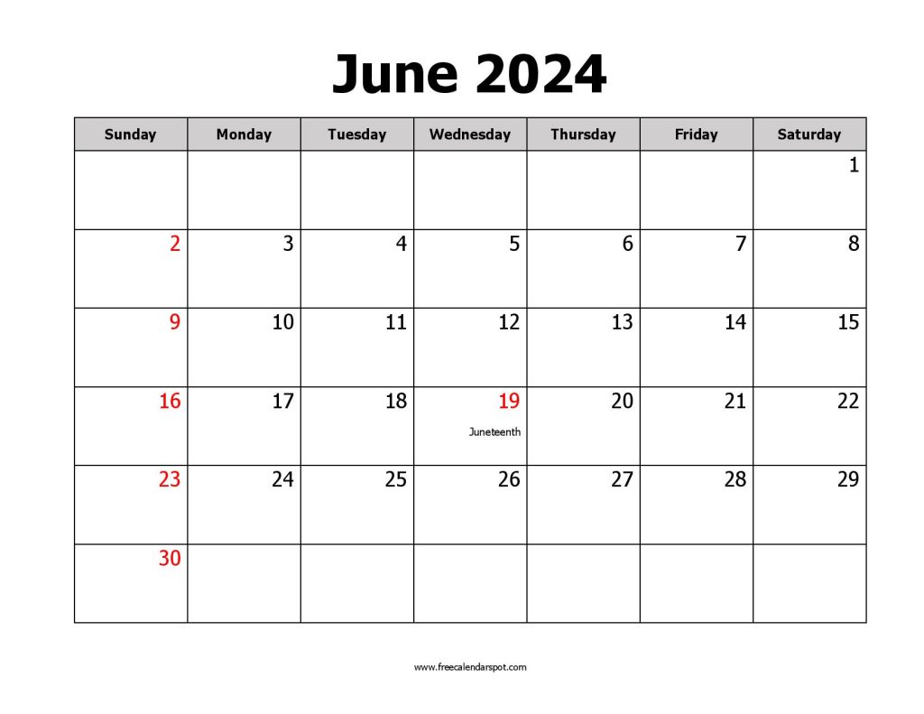 June 2024 Printable Calendar