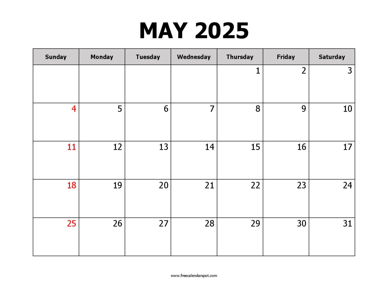 Free may 2025 calendar printable pdf word