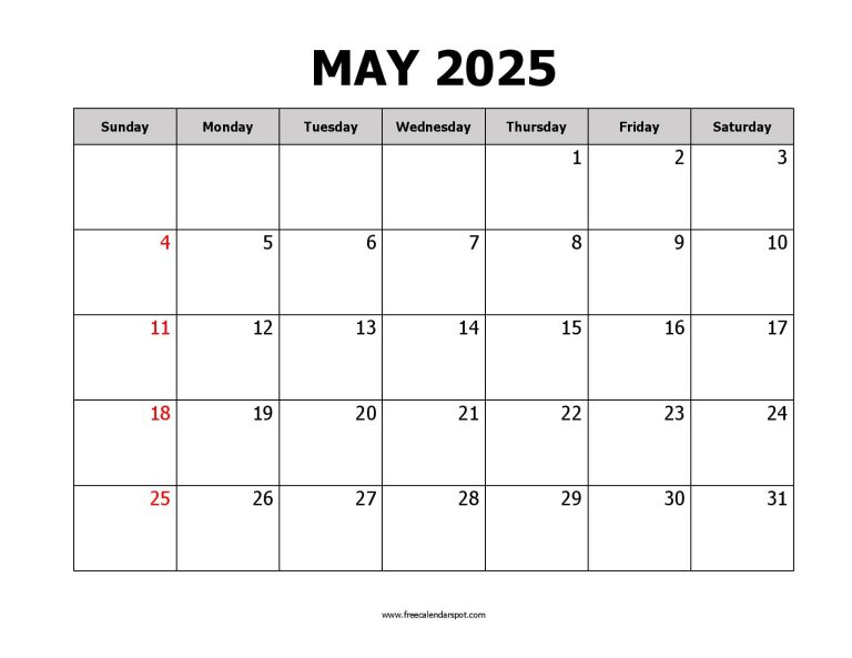 Printable 2025 Calendars - FreeCalendarSpot - Free Calendar Spot
