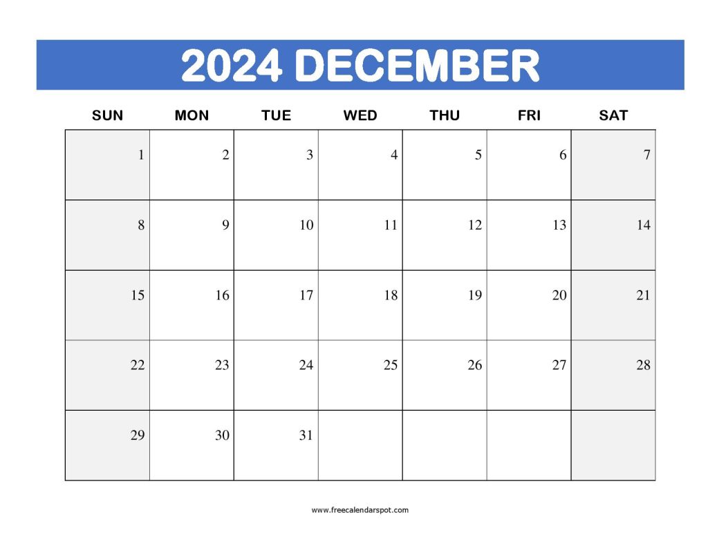 Printable December 2024 Calendar