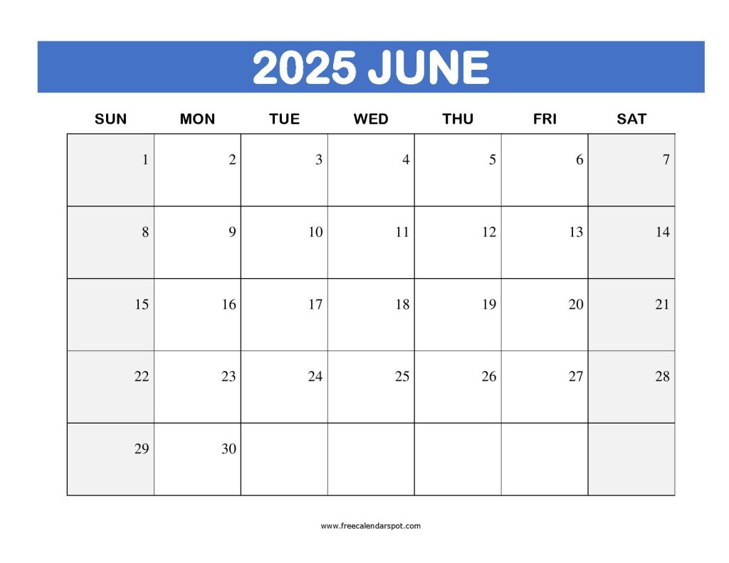 Printable Calendar June 2025