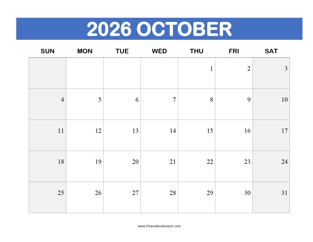 Free October 2026 Calendar Printable | PDF, Word