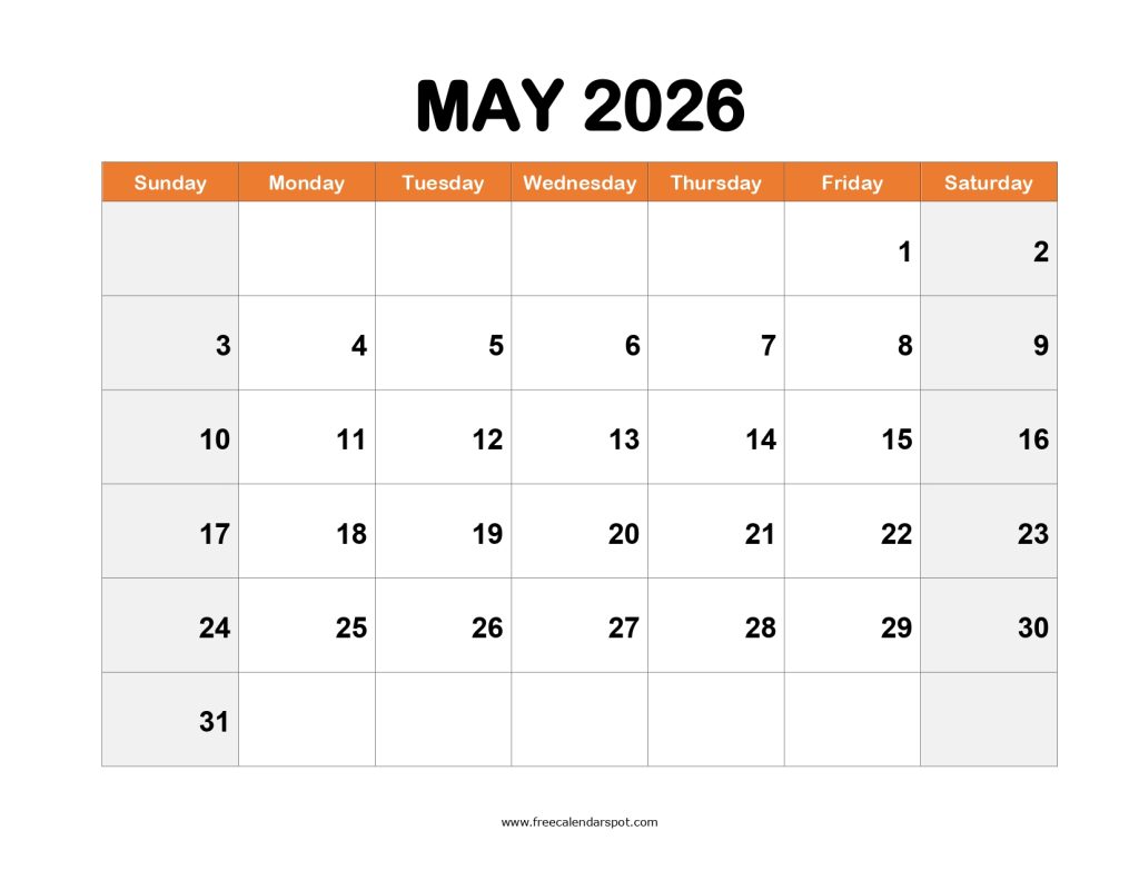 May 2026 Calendar Printable