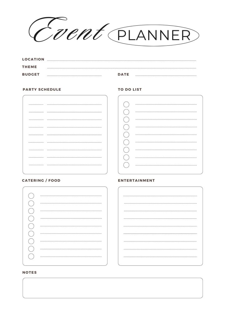 Printable Event Planning Template