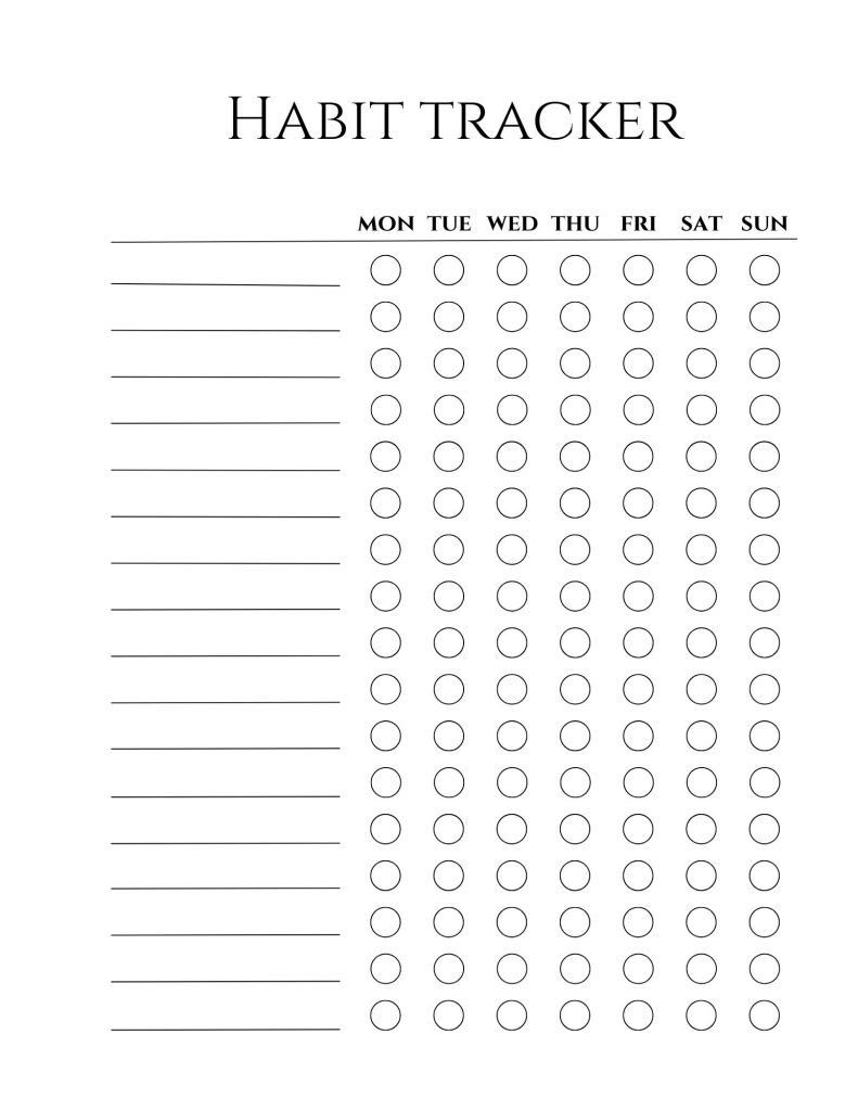 Weekly Habit Tracker Planner