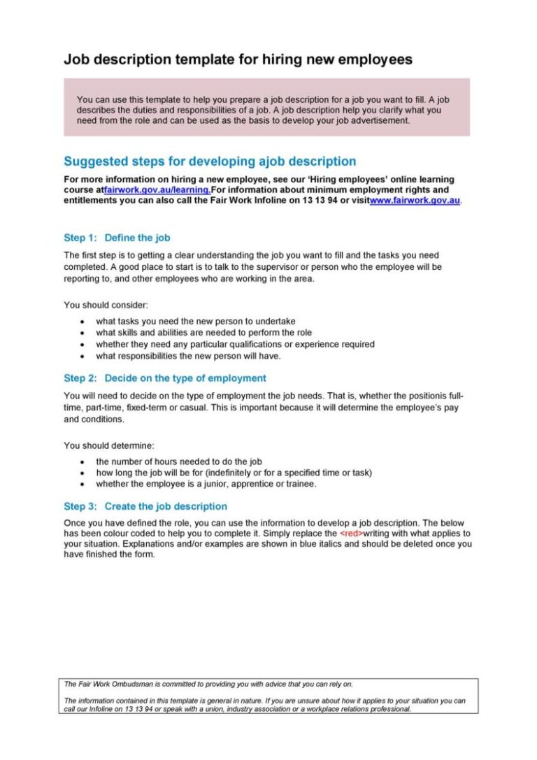 Free Job Description Template (Word & PDF)