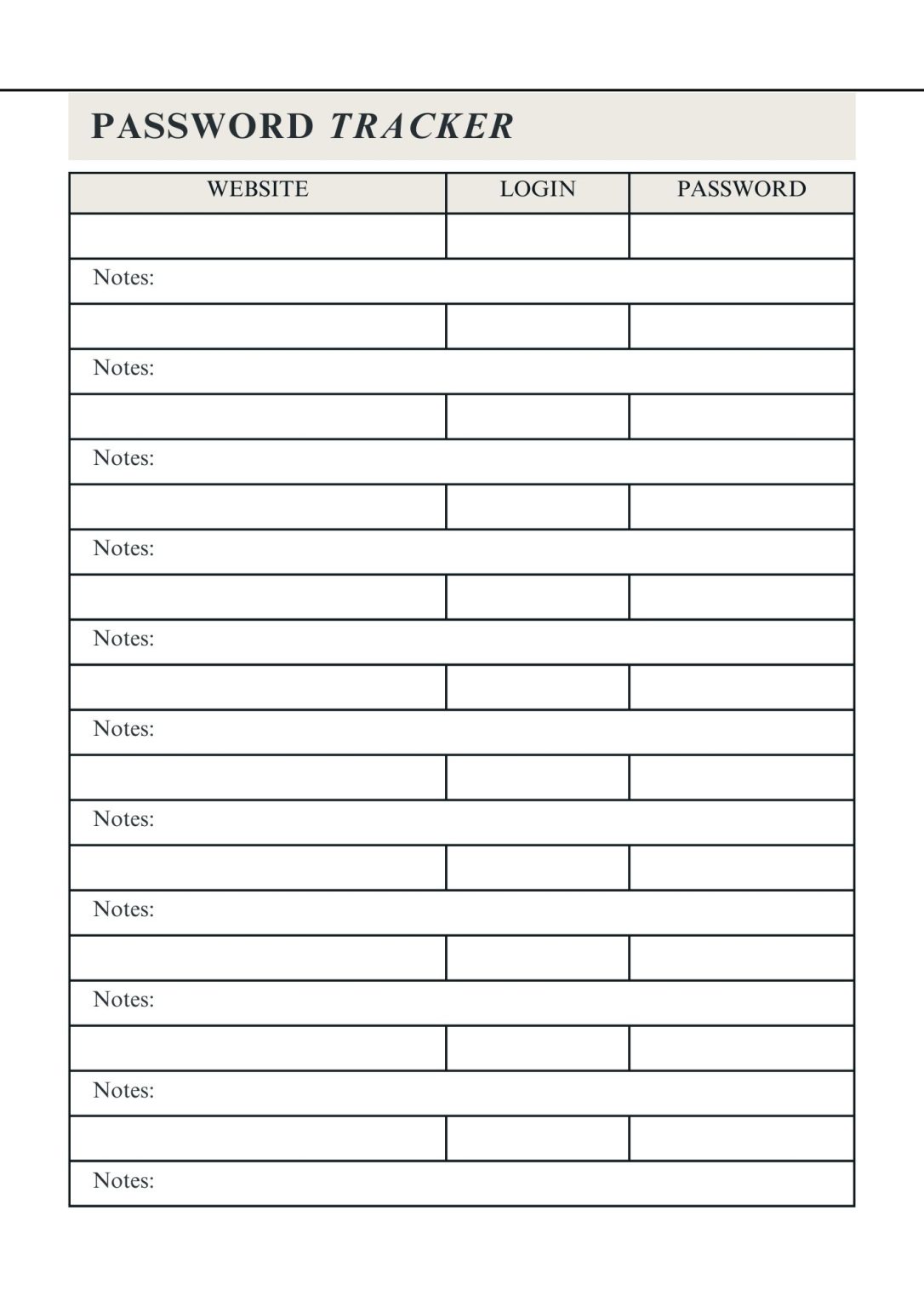 Free Password List Template (Excel Word)