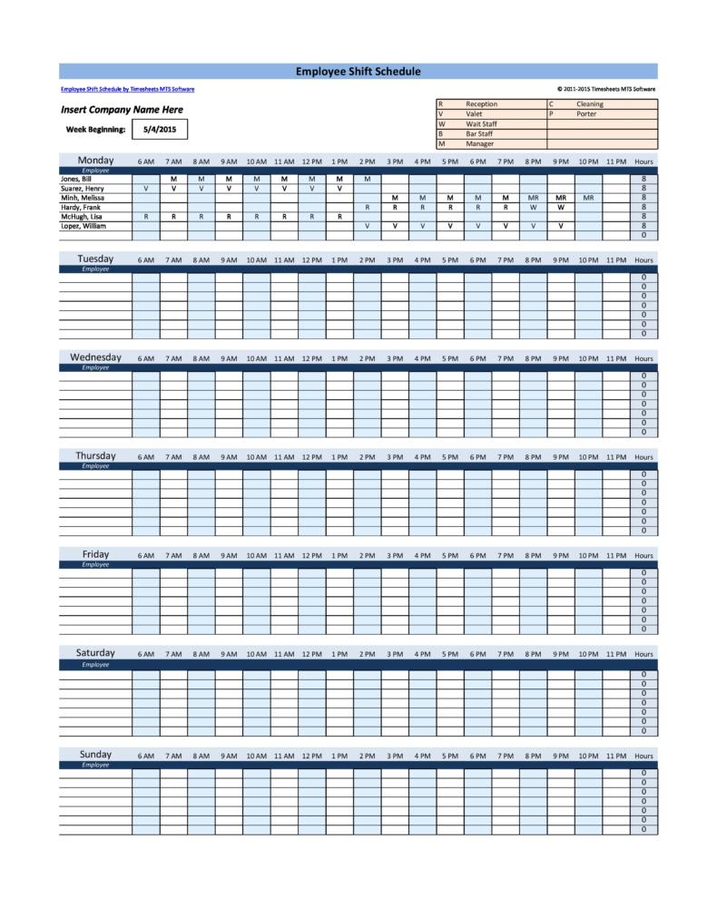 Employee Schedule Template