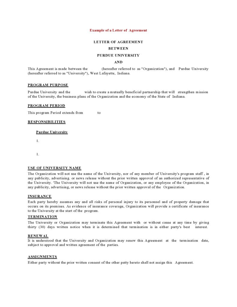 Letter of Agreement Template