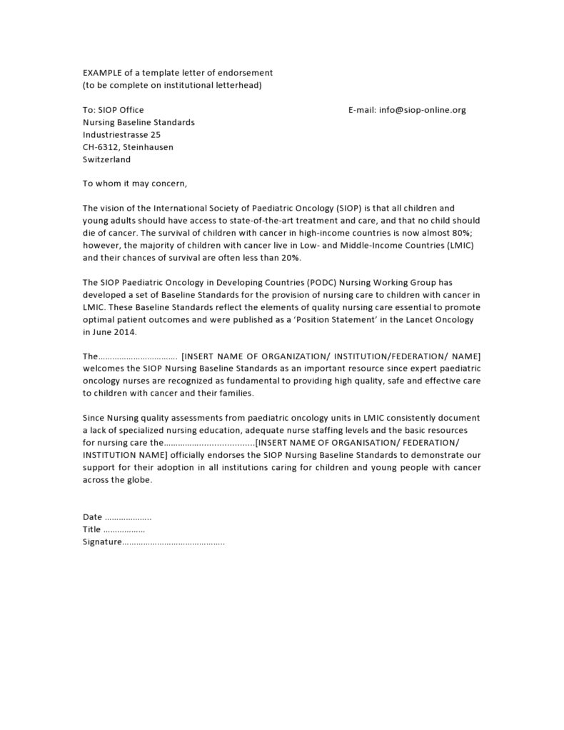 Endorsement Letter Template