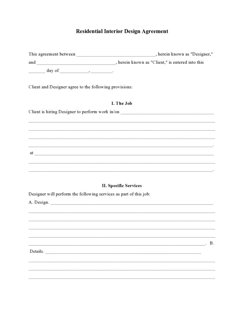 Residential Interior Design Contract