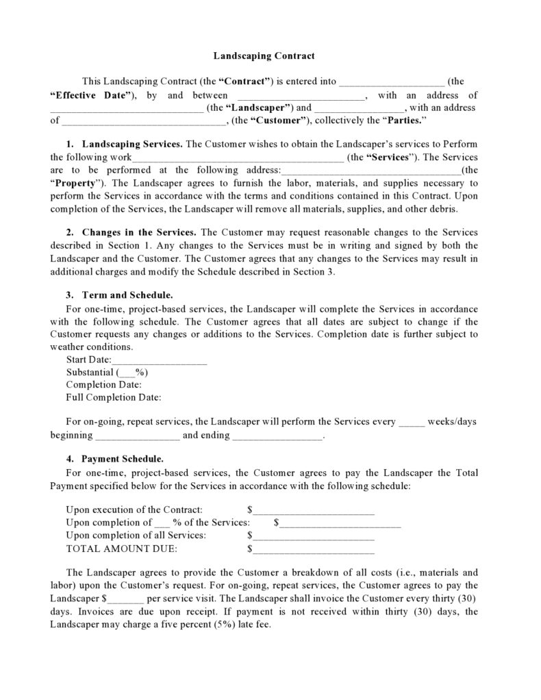 Landscaping Contract Template